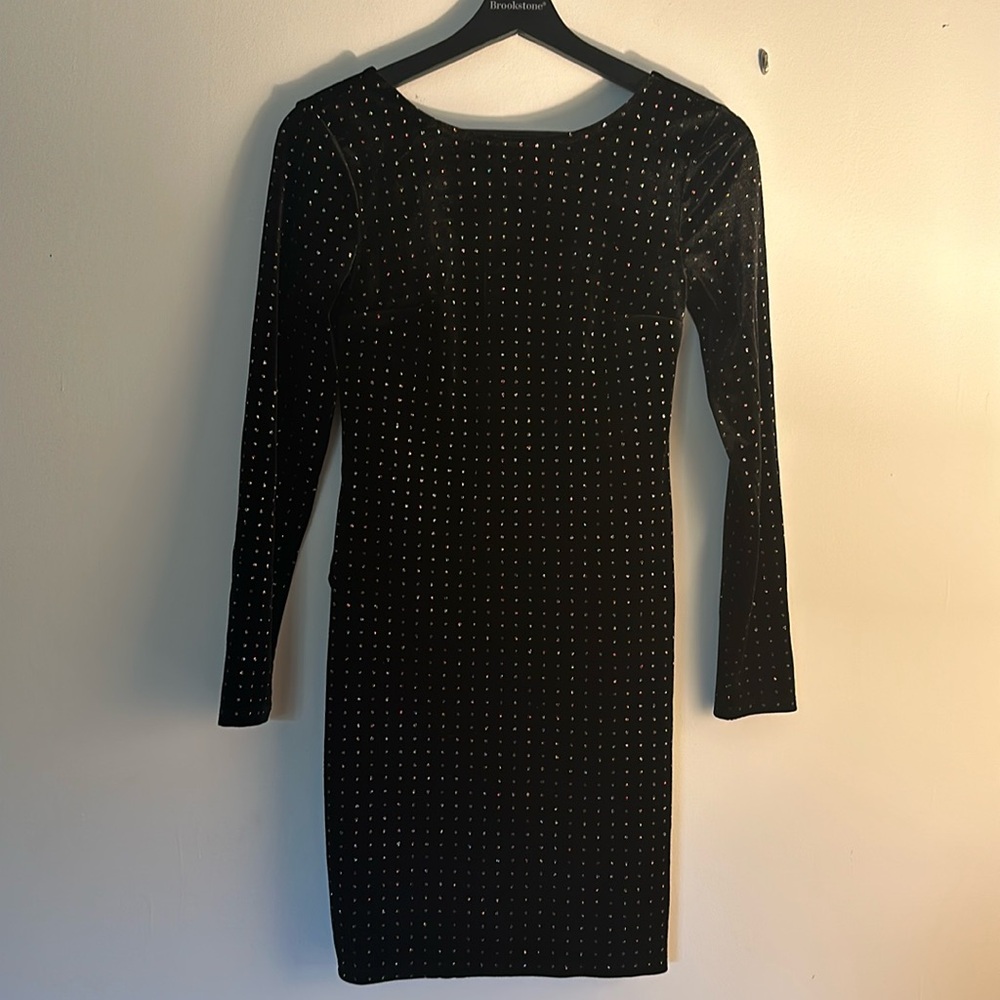 Velvet sparkly little black dress